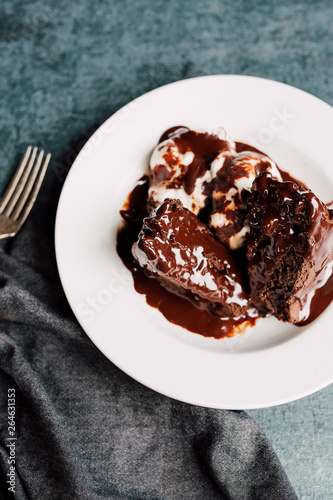 Chocolate Brownie with Vanilla Ice Cream and Hot Fudge