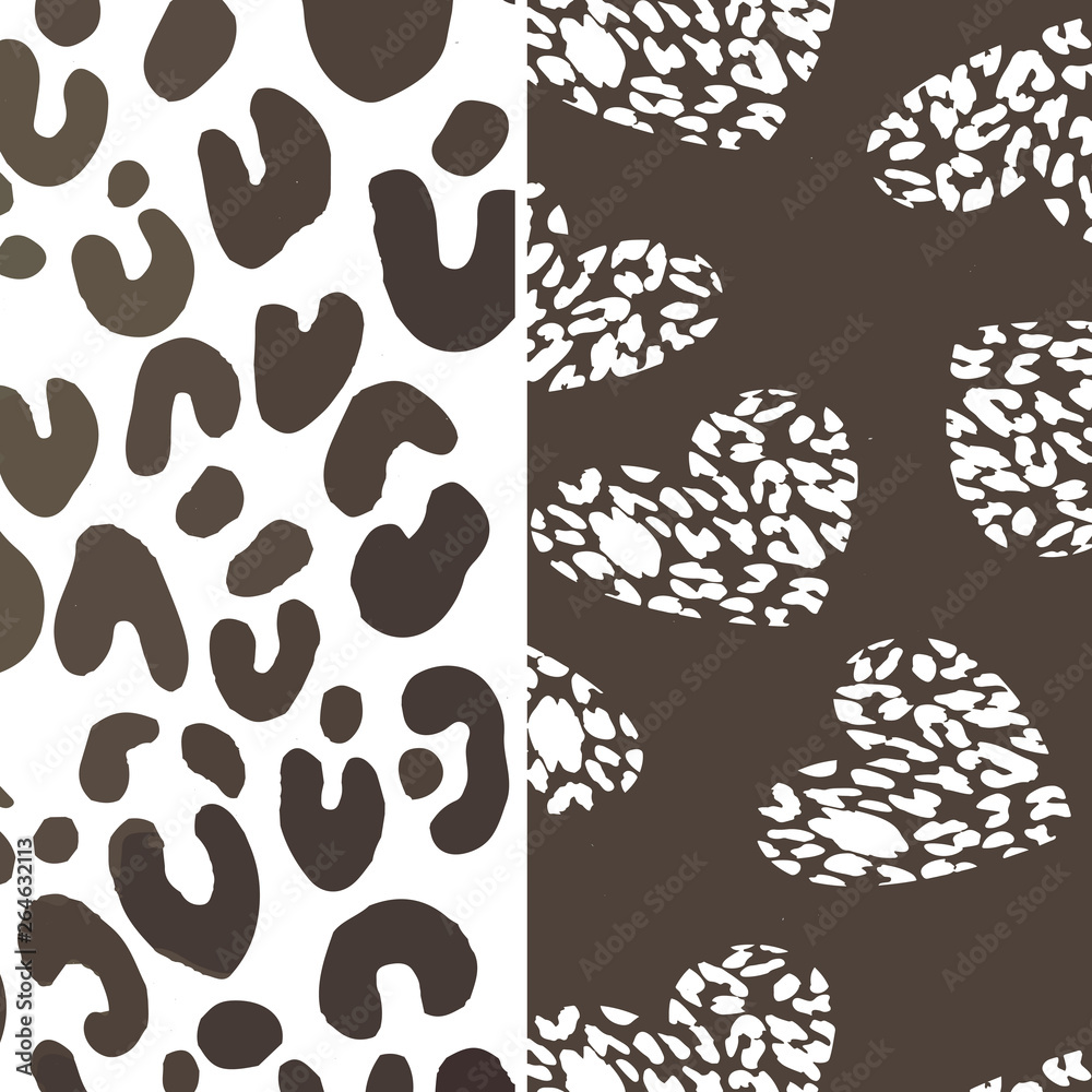 Fototapeta premium Leopard pattern, jaguar pattern, animal fur over heart