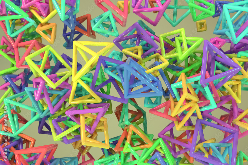 Bunch of triangle or square, flying, inter-locked, for design texture & background. 3D rendering. Bunch of triangle or square, flying, inter-locked, for design texture & background. 3D rendering.