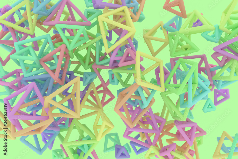 Bunch of triangle or square, flying, inter-locked, for design texture & background. 3D rendering. Bunch of triangle or square, flying, inter-locked, for design texture & background. 3D rendering.