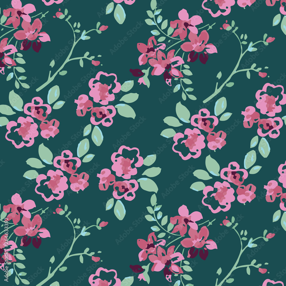 Fashionable pattern in small flowers. Floral background for textiles