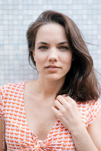 Portrait of a pretty woman, close up photo