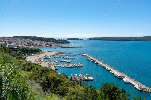 Pylos, with historically name Navarino, seaport town in Messenia, Peloponnese, Greece, main harbour on Bay of Navarino, holiday destination for eco tourism and water sport.