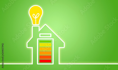 Foto Haus Illustration Sonnenenegie mit Batteriespeicher, Akkuspeicher