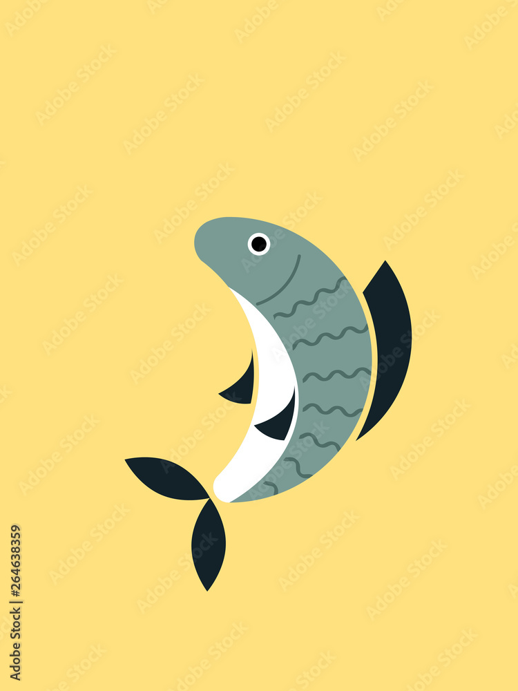 Fototapeta premium Fish on yellow background