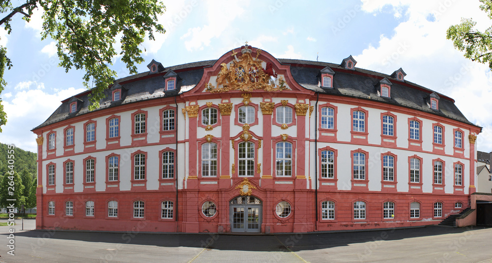Northern facade of the baroque monastery of Prüm in the Eifel mountains, Germany
