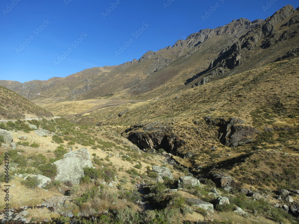 Arid valley in the High western Andes in Peru