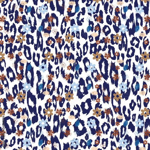Leopard pattern, jaguar pattern, animal fur over flowers