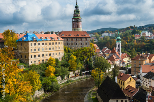 Czech Republic, overlook over Cesky Krumlov and the Vltava river