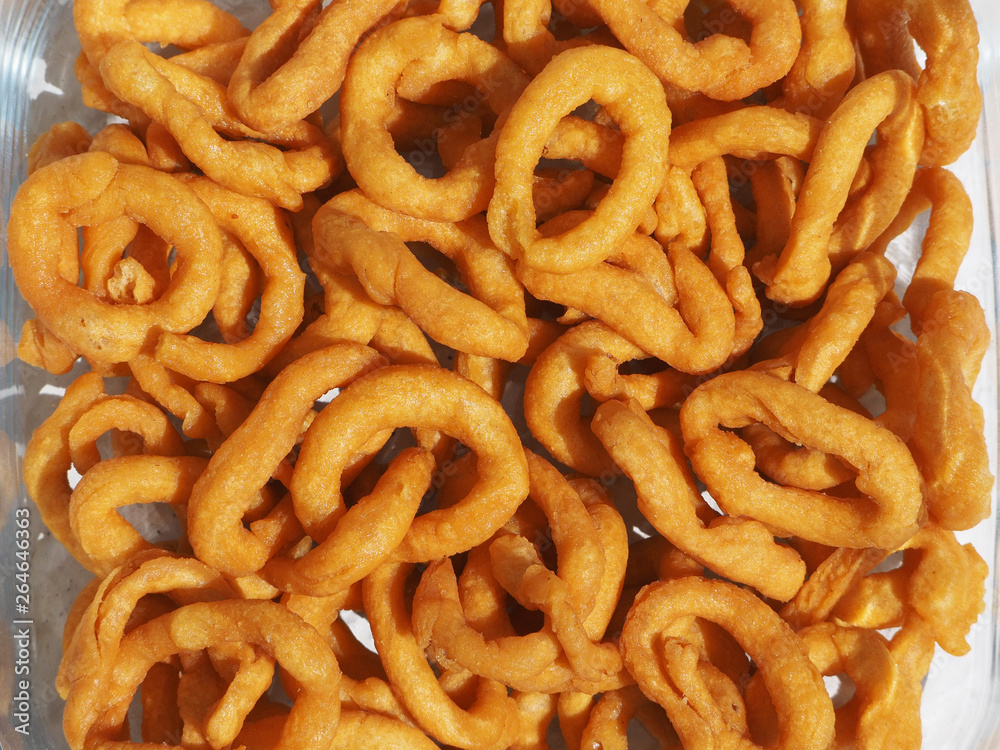 fried dough in butter. view from above. fried dough in butter. view from above.