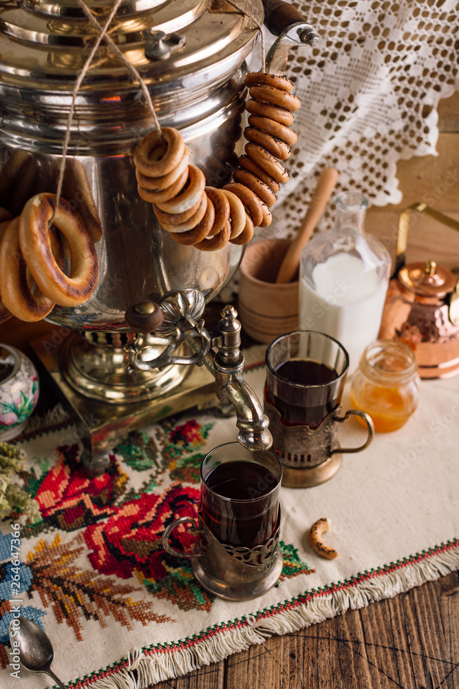 Samovar, Russian traditional tea drinking Samovar, Russian traditional tea drinking