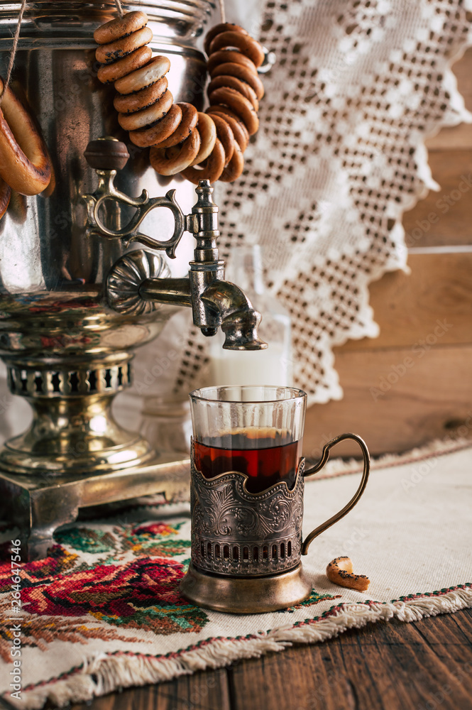 Fotografie Samovar, Russian traditional tea drinking