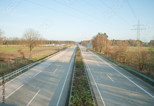 The autobahn, view from the bridge over the road, the movement of cars