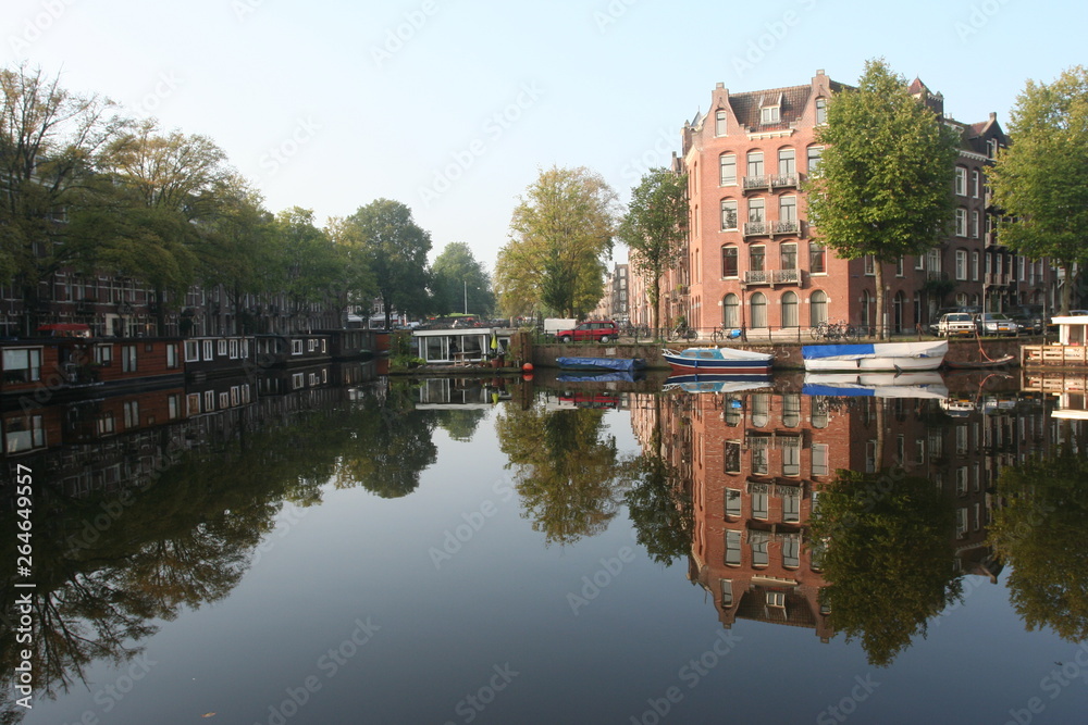 Naklejka premium Canal of Hugo de Grootkade Amsterdam Netherlands,