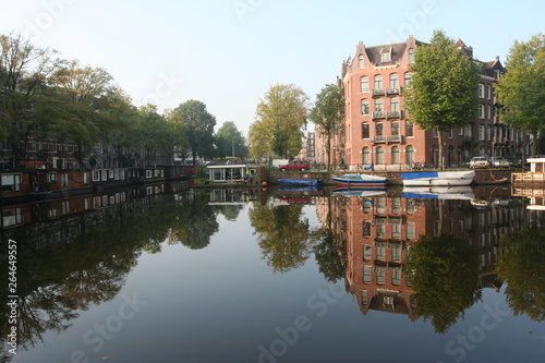 Canal of Hugo de Grootkade Amsterdam Netherlands,