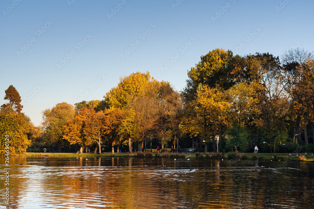Amsterdam Vondelpark in autumn. Vondelpark is in the center of the capital of the Netherlands. Amsterdam Vondelpark in autumn. Vondelpark is in the center of the capital of the Netherlands.