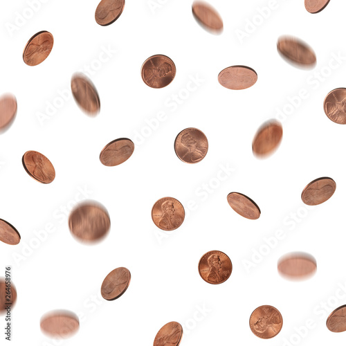 Wallpaper Mural Many falling coin on white background. Financial concept Torontodigital.ca