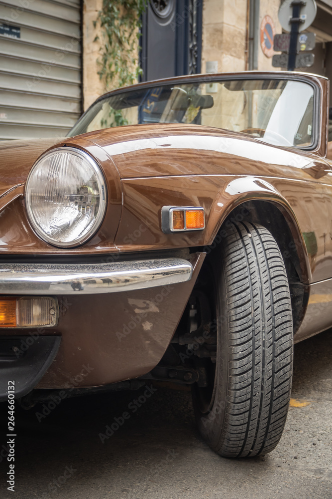 Vintage brown old convertible car