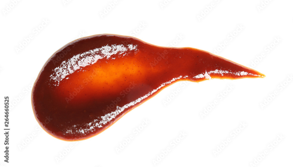 Barbecue sauce on white background, top view Barbecue sauce on white background, top view