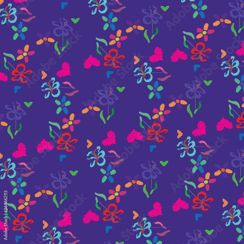 Fashionable pattern in small flowers. Floral background for textiles.. hearts  © baris_design
