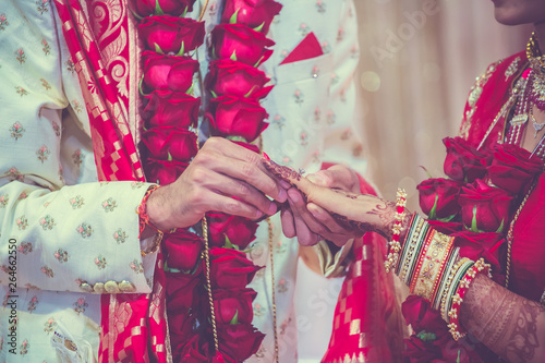 Indian wedding rings and ring exchange close up