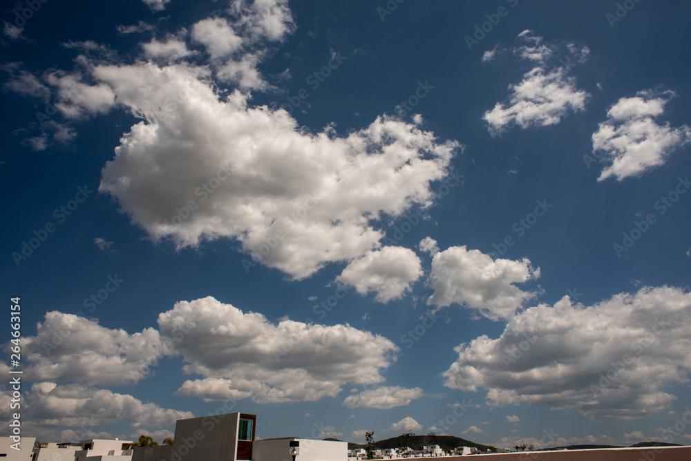 Dramatic cloudy summer sky in Puebla Mexico