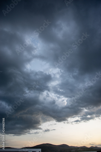 Dramatic cloudy summer sky in Puebla Mexico