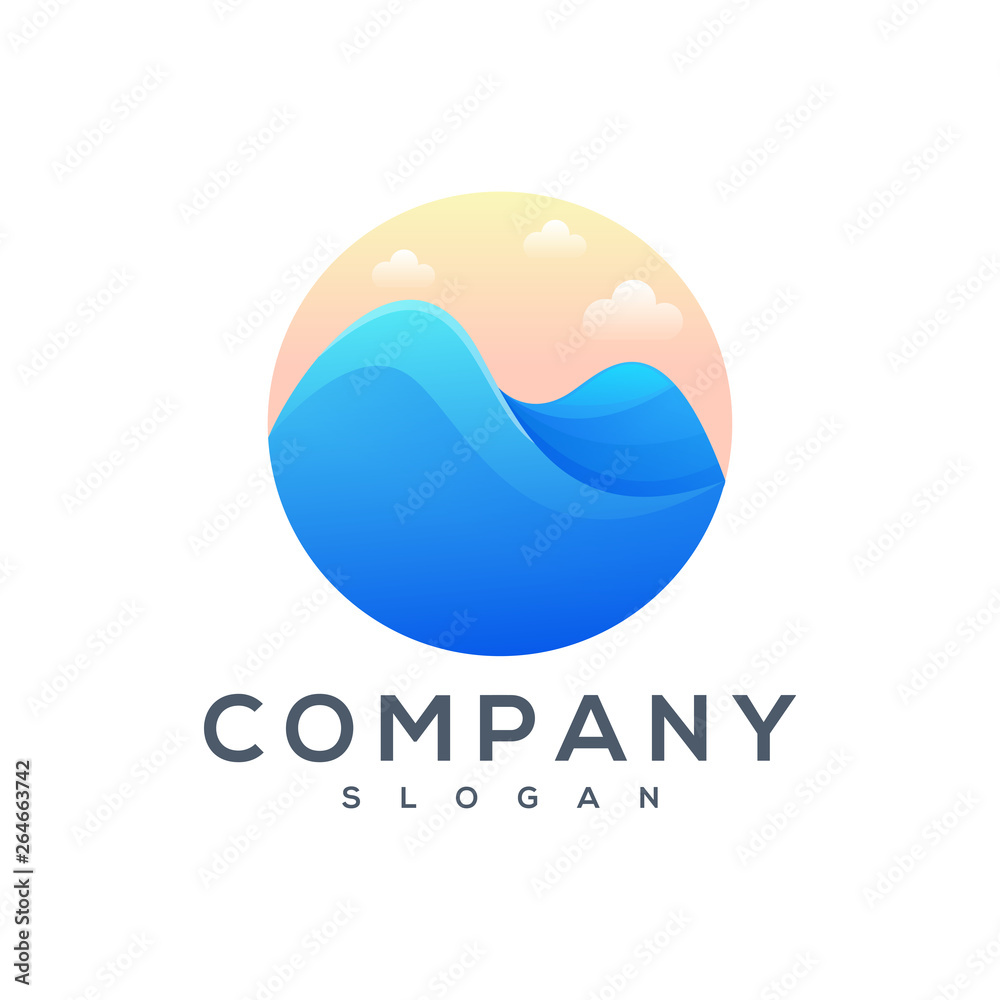 mountain sea logo design