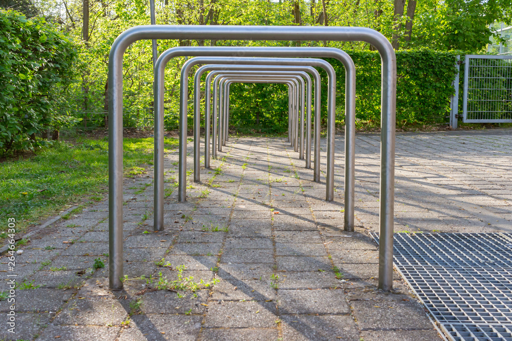 symmetrical pattern of bicycle racks