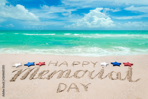 Memorial day background on the beach near ocean