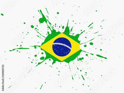 Brazil Flag with Splatter Effect