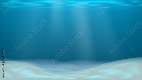 Vector background with empty sea sand bottom. Under water. Ocean, underwater world