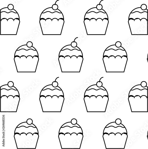 pattern of delicious sweet cupcakes pastry