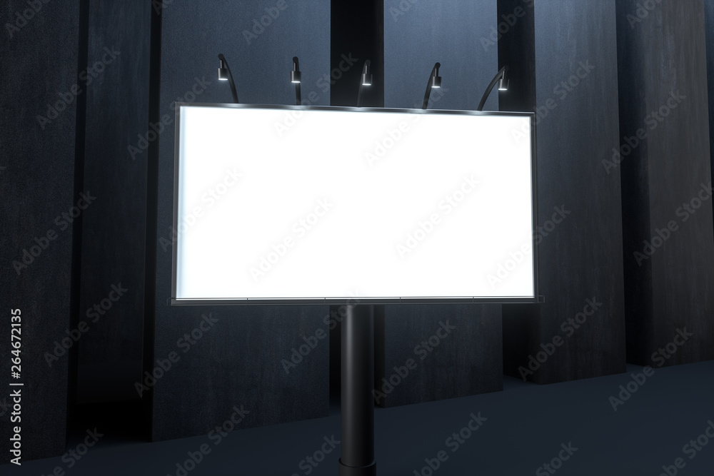 3d rendering, blank advertising board In the night scene 3d rendering, blank advertising board In the night scene