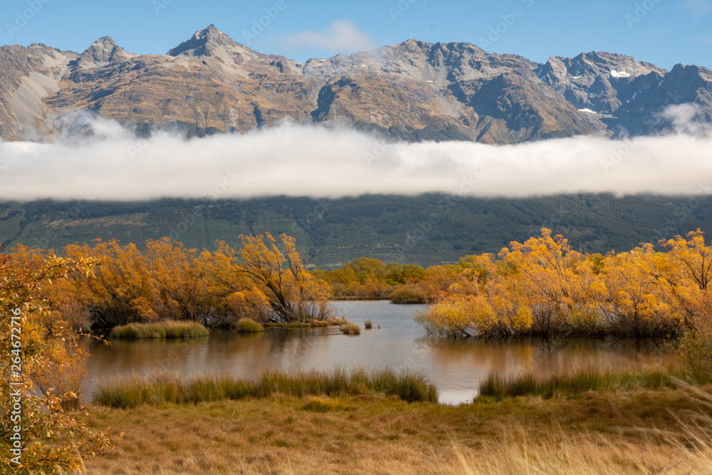 Autumn colours at Lake Wakatipu in Glenorchy, New Zealand