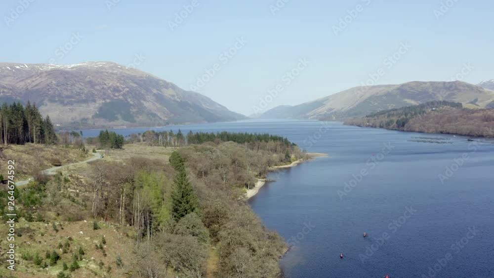 Canoeists in Scotland in a Lake by Beautiful Landscape From the Air