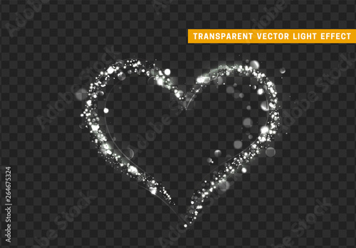 glitter white light shape heart.