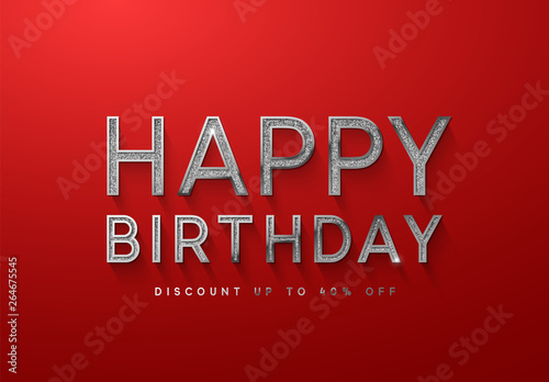 Wallpaper Mural Happy birthday, elegant silver lettering font. Torontodigital.ca