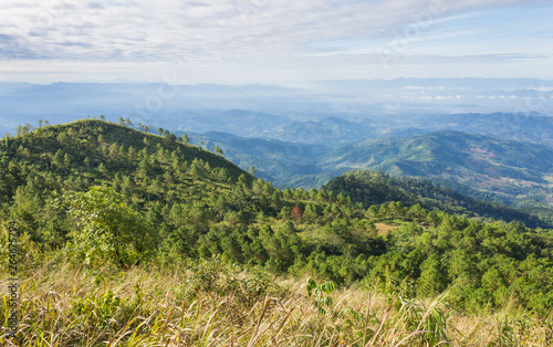 Grass Field on Mountain with Sky and Cloud at Phu Langka National Park Phayao Thailand 3