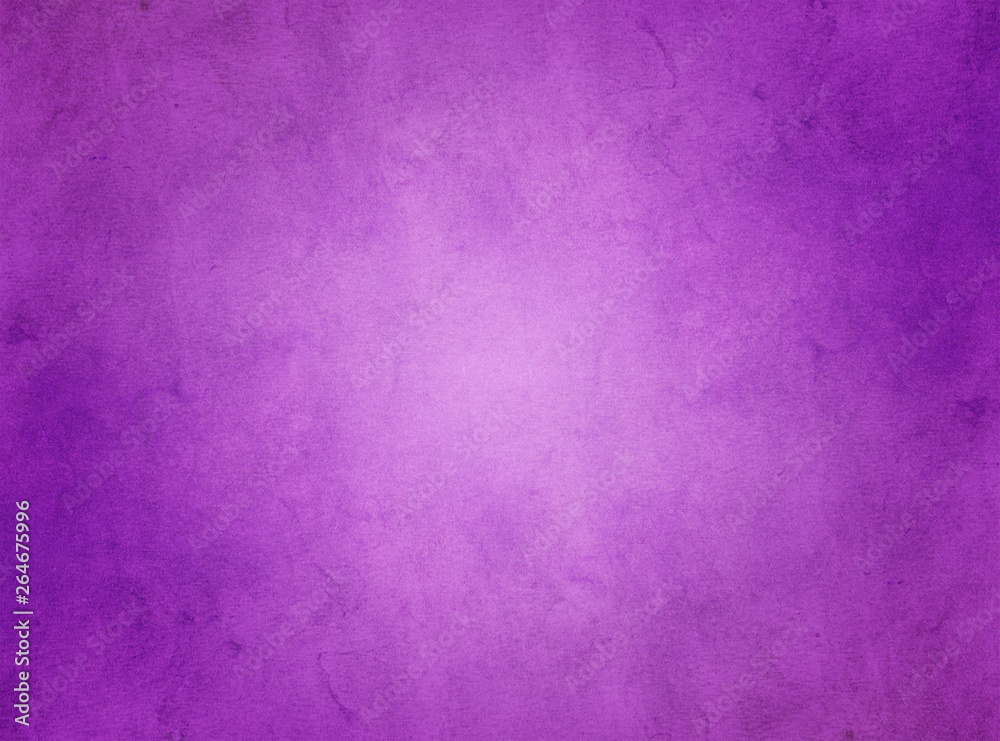 An elegant, rich purple, grunge parchment texture background with glowing center. 