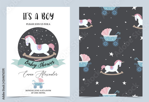 Pink blue birthday invitation