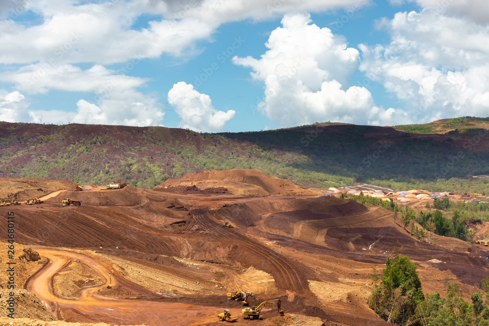 Fototapeta premium Construction machinery is working Mining mine