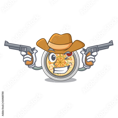 Cowboy buchimgae is served in cartoon bowl