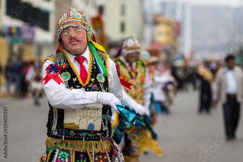 Bild auf Leinwand Dancers on the street in Corpus Christi fest at Cusco Peru