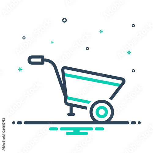 Mix line icon for wheel barrow 