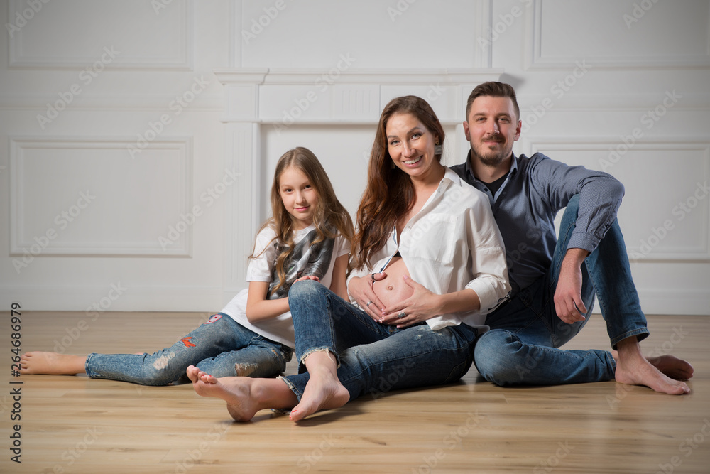 Pregnant woman with her family (color ver) Pregnant woman with her family (color ver)