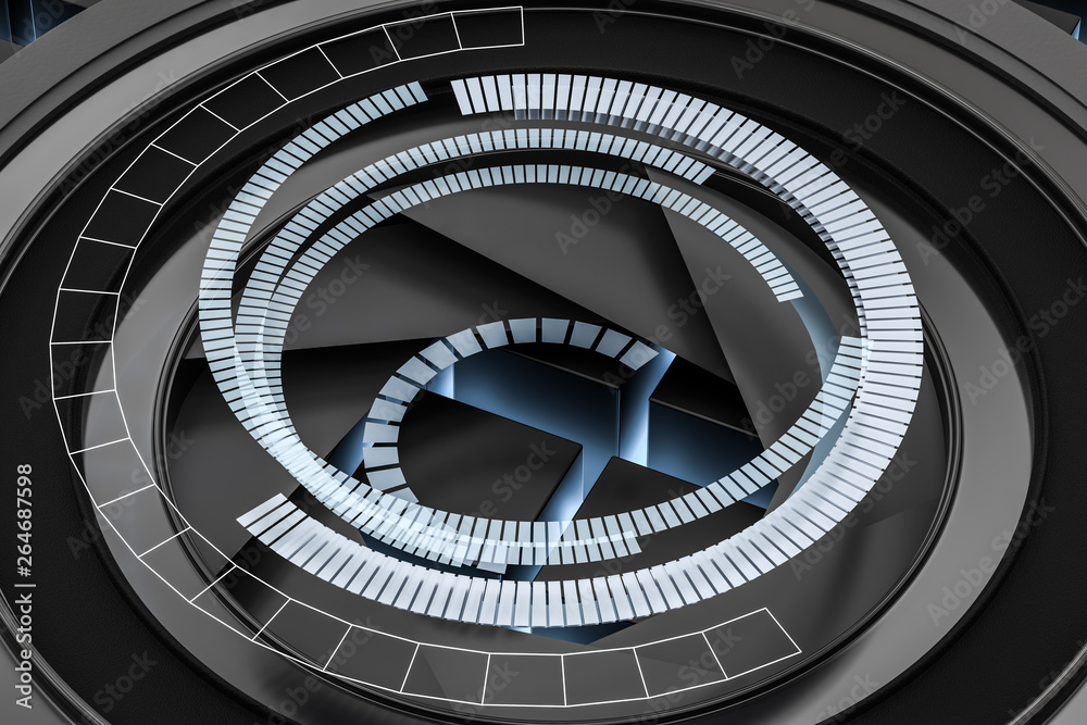 Fototapeta premium 3d rendering, camera lens in a dark studio background
