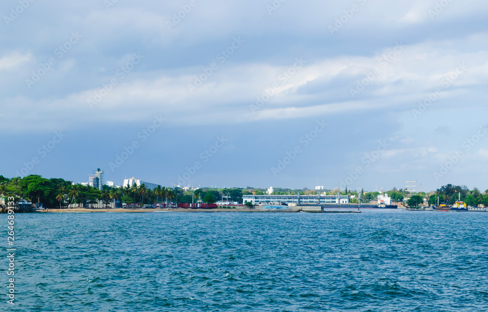 View of the port of Santo Domingo Dominican Republic from Juan Baron square