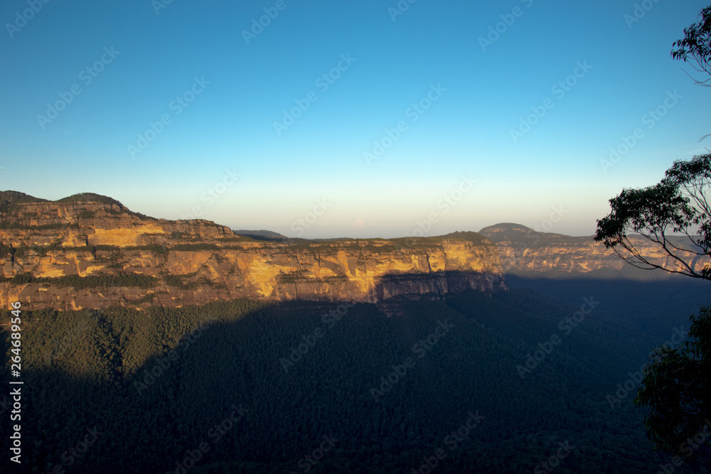 Beautiful sunrise in blue mountains in australia