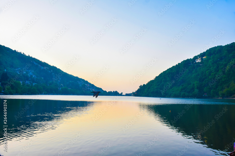 Life hurts and nature heals, beautiful landscape with mountain and lake take in city of lake nainital Life hurts and nature heals, beautiful landscape with mountain and lake take in city of lake nainital